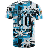Custom Fijian Rugby T Shirt Grunge Palm Stylized LT01 - Polynesian Pride