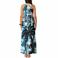Custom Fijian Rugby Tank Maxi Dress Grunge Palm Stylized LT01 - Polynesian Pride