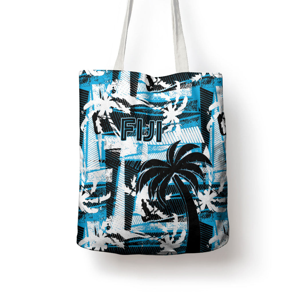 Fijian Rugby Tote Bag Grunge Palm Stylized LT01 - Polynesian Pride