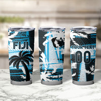 Custom Fijian Rugby Tumbler Cup Grunge Palm Stylized LT01 - Polynesian Pride