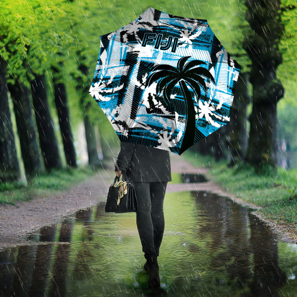 Fijian Rugby Umbrella Grunge Palm Stylized LT01 - Polynesian Pride