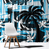 Fijian Rugby Window Curtain Grunge Palm Stylized LT01 - Polynesian Pride