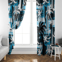 Fijian Rugby Window Curtain Grunge Palm Stylized LT01 - Polynesian Pride