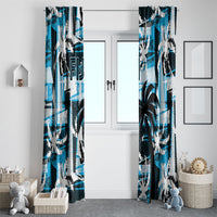 Fijian Rugby Window Curtain Grunge Palm Stylized LT01 - Polynesian Pride