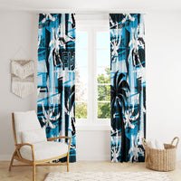 Fijian Rugby Window Curtain Grunge Palm Stylized LT01 - Polynesian Pride