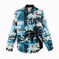 Custom Fijian Rugby Women Casual Shirt Grunge Palm Stylized LT01 - Polynesian Pride