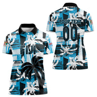 Custom Fijian Rugby Women Polo Shirt Grunge Palm Stylized LT01 - Polynesian Pride