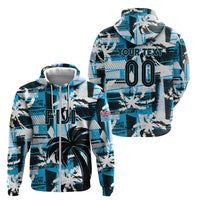 Custom Fijian Rugby Zip Hoodie Grunge Palm Stylized LT01 - Polynesian Pride