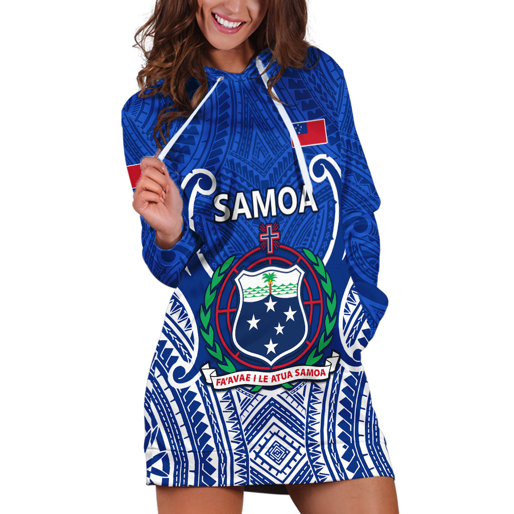 Samoa Rugby Hoodie Dress Manu Samoa Go 2023 World Cup LT01 Blue - Polynesian Pride