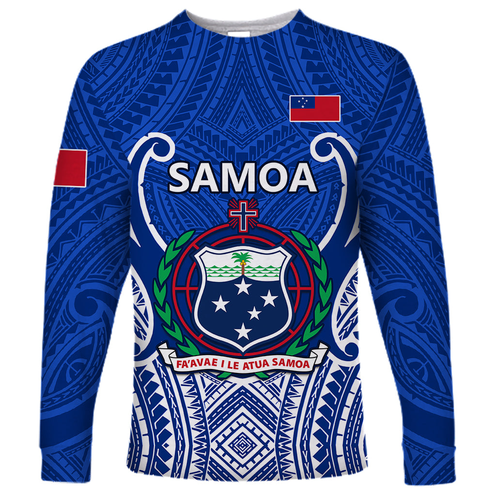 Samoa Rugby Long Sleeve Shirt Manu Samoa Go 2023 World Cup LT01 Unisex Blue - Polynesian Pride