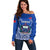 Samoa Rugby Off Shoulder Sweater Manu Samoa Go 2023 World Cup LT01 Women Blue - Polynesian Pride