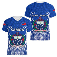 Samoa Rugby Women V Neck T Shirt Manu Samoa Go 2023 World Cup LT01 - Polynesian Pride