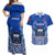 Custom Samoa Rugby Couples Matching Off Shoulder Maxi Dress and Hawaiian Shirt Manu Samoa Go 2023 World Cup LT01 Blue - Polynesian Pride