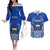 Custom Samoa Rugby Couples Matching Off The Shoulder Long Sleeve Dress and Hawaiian Shirt Manu Samoa Go 2023 World Cup LT01 Blue - Polynesian Pride