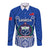 Custom Samoa Rugby Long Sleeve Button Shirt Manu Samoa Go 2023 World Cup LT01 Unisex Blue - Polynesian Pride