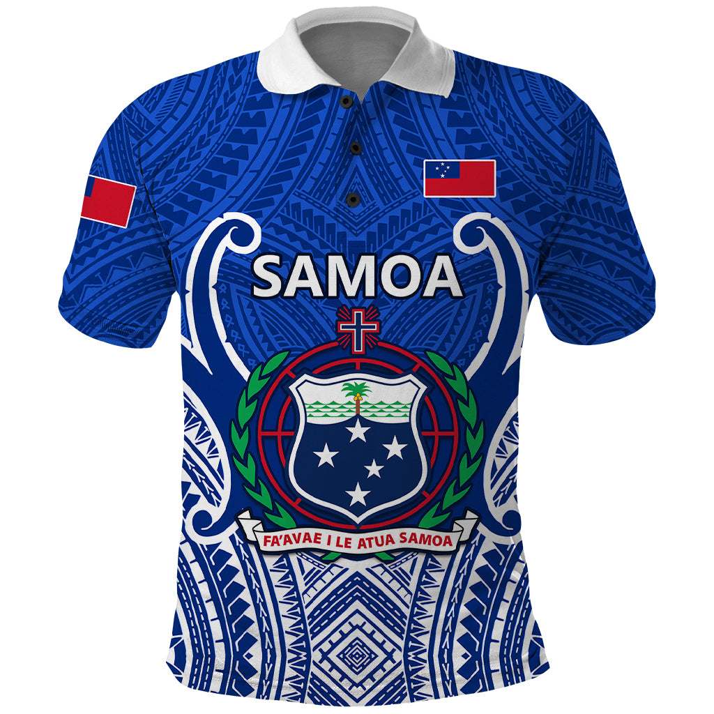 Custom Samoa Rugby Polo Shirt Manu Samoa Go 2023 World Cup LT01 Blue - Polynesian Pride