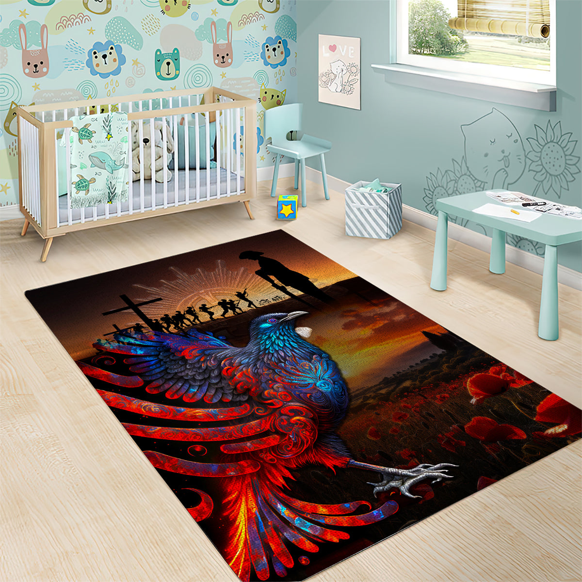 New Zealand Tui Bird Soldier ANZAC Area Rug Lest We Forget LT03