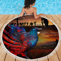 New Zealand Tui Bird Soldier ANZAC Beach Blanket Lest We Forget LT03 - Polynesian Pride