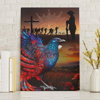 New Zealand Tui Bird Soldier ANZAC Canvas Wall Art Lest We Forget LT03 Without Frame Black - Polynesian Pride
