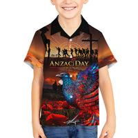 New Zealand Tui Bird Soldier ANZAC Family Matching Long Sleeve Bodycon Dress and Hawaiian Shirt Lest We Forget LT03