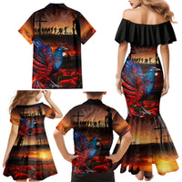 New Zealand Tui Bird Soldier ANZAC Family Matching Mermaid Dress and Hawaiian Shirt Lest We Forget LT03