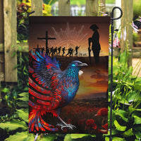 New Zealand Tui Bird Soldier ANZAC Garden Flag Lest We Forget LT03 Garden Flag Black - Polynesian Pride