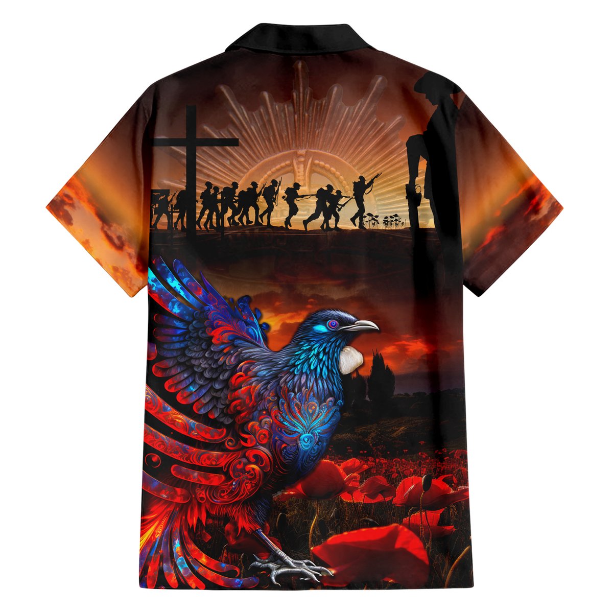 New Zealand Tui Bird Soldier ANZAC Hawaiian Shirt Lest We Forget LT03 - Polynesian Pride