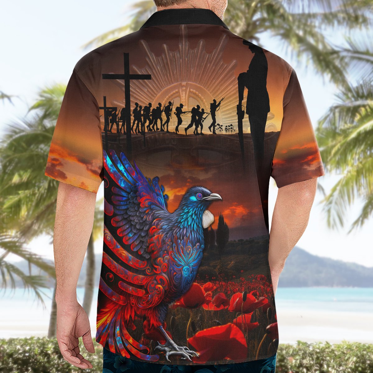 New Zealand Tui Bird Soldier ANZAC Hawaiian Shirt Lest We Forget LT03 - Polynesian Pride