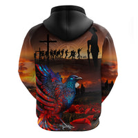New Zealand Tui Bird Soldier ANZAC Hoodie Lest We Forget LT03 - Polynesian Pride