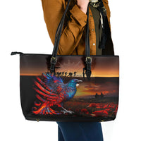 New Zealand Tui Bird Soldier ANZAC Leather Tote Bag Lest We Forget LT03 - Polynesian Pride