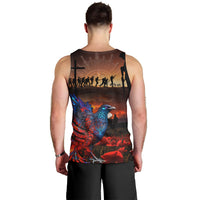 New Zealand Tui Bird Soldier ANZAC Men Tank Top Lest We Forget LT03 - Polynesian Pride