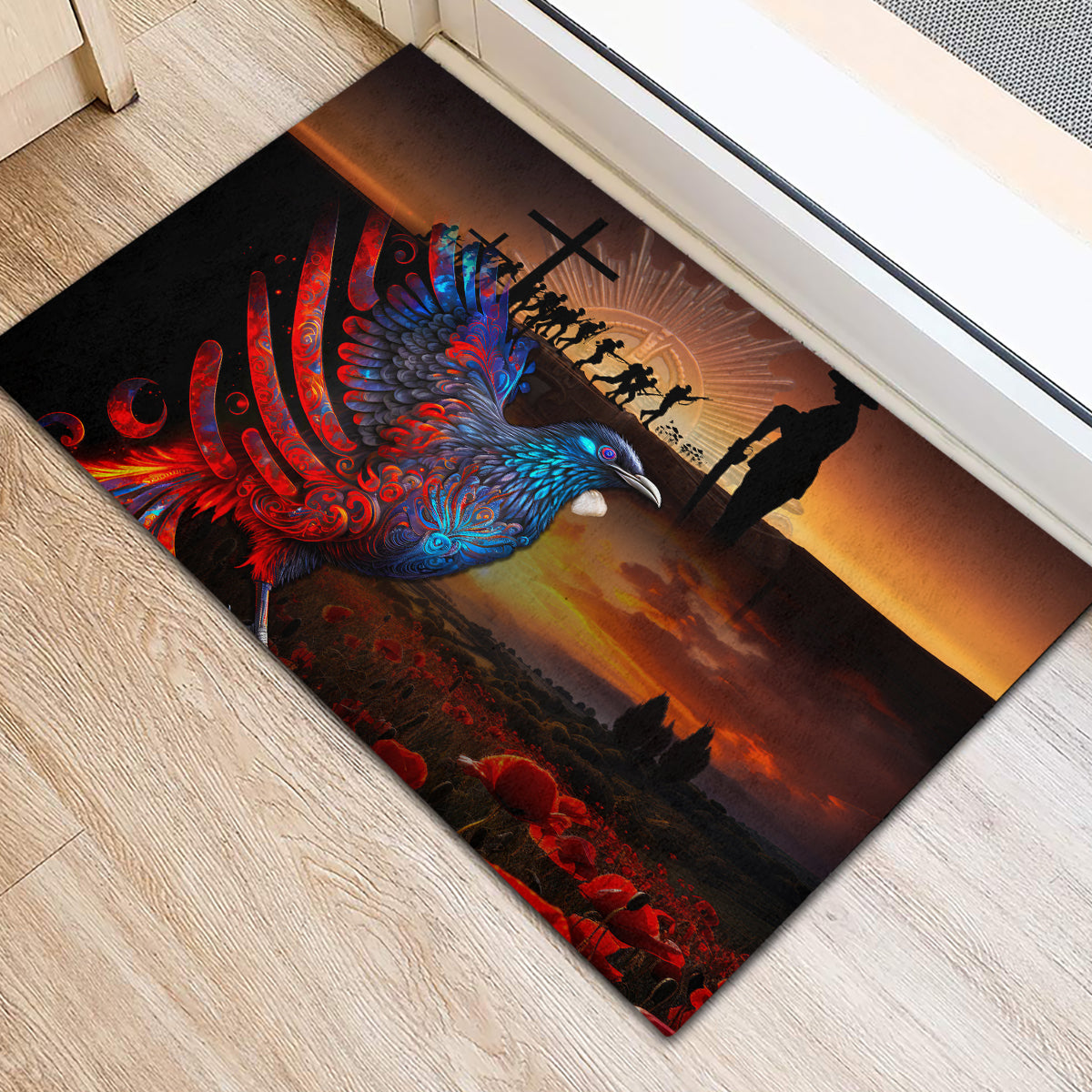 New Zealand Tui Bird Soldier ANZAC Rubber Doormat Lest We Forget LT03 - Polynesian Pride