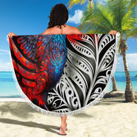 New Zealand Kohwhai Tui Bird Beach Blanket Silver Fern Version LT03 - Polynesian Pride