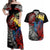 New Zealand Kohwhai Tui Bird Couples Matching Off Shoulder Maxi Dress and Hawaiian Shirt Silver Fern Version LT03 Black - Polynesian Pride