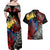 New Zealand Kohwhai Tui Bird Couples Matching Off Shoulder Maxi Dress and Hawaiian Shirt Silver Fern Version LT03 - Polynesian Pride