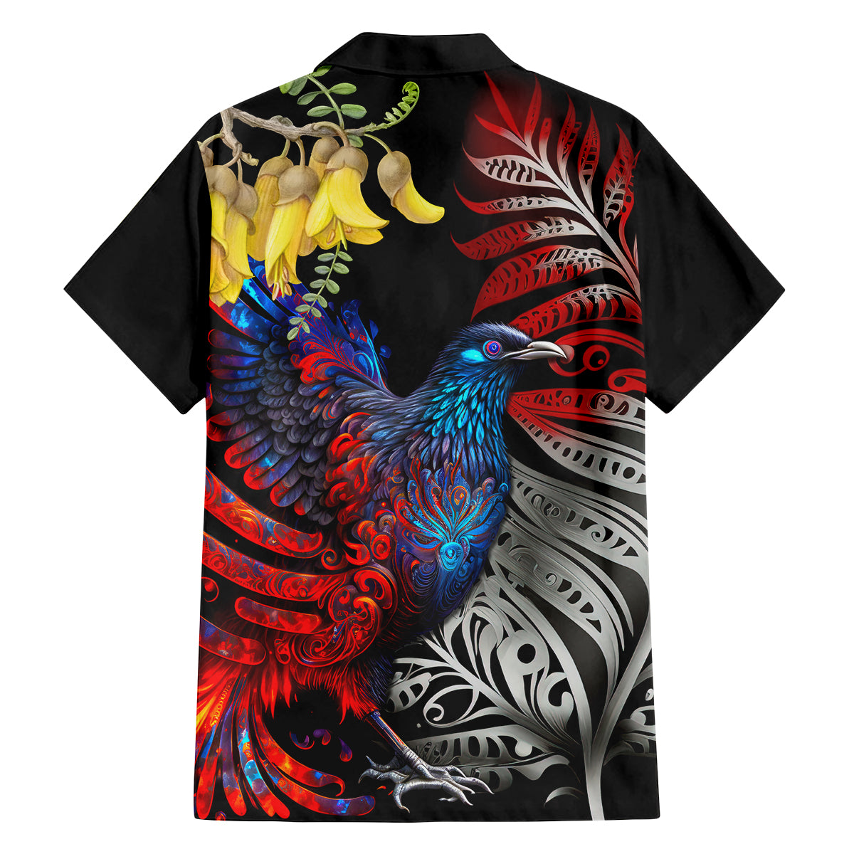 New Zealand Kohwhai Tui Bird Family Matching Summer Maxi Dress and Hawaiian Shirt Silver Fern Version LT03 - Polynesian Pride
