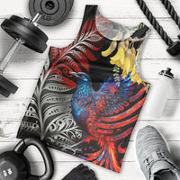 New Zealand Kohwhai Tui Bird Men Tank Top Silver Fern Version LT03 - Polynesian Pride