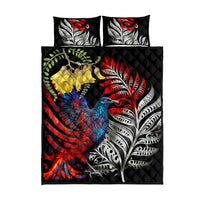 New Zealand Kohwhai Tui Bird Quilt Bed Set Silver Fern Version LT03 - Polynesian Pride