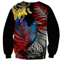 New Zealand Kohwhai Tui Bird Sweatshirt Silver Fern Version LT03 - Polynesian Pride