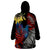 New Zealand Kohwhai Tui Bird Wearable Blanket Hoodie Silver Fern Version LT03 - Polynesian Pride