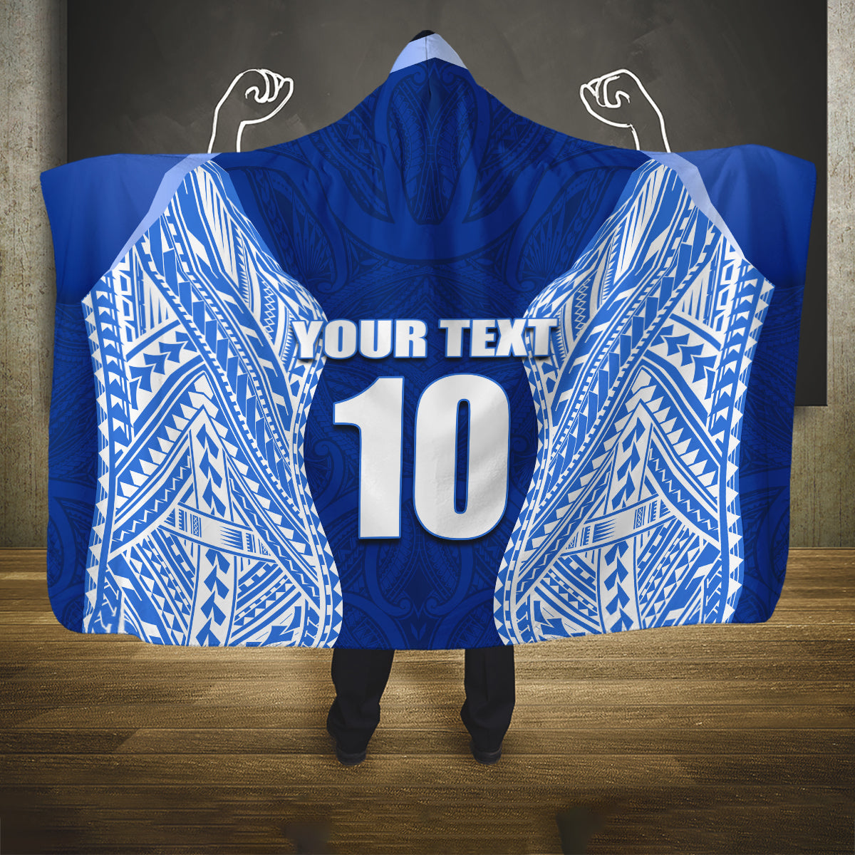 Custom Manu Samoa Rugby Hooded Blanket Polynesian Tattoo LT03 One Size Blue - Polynesian Pride
