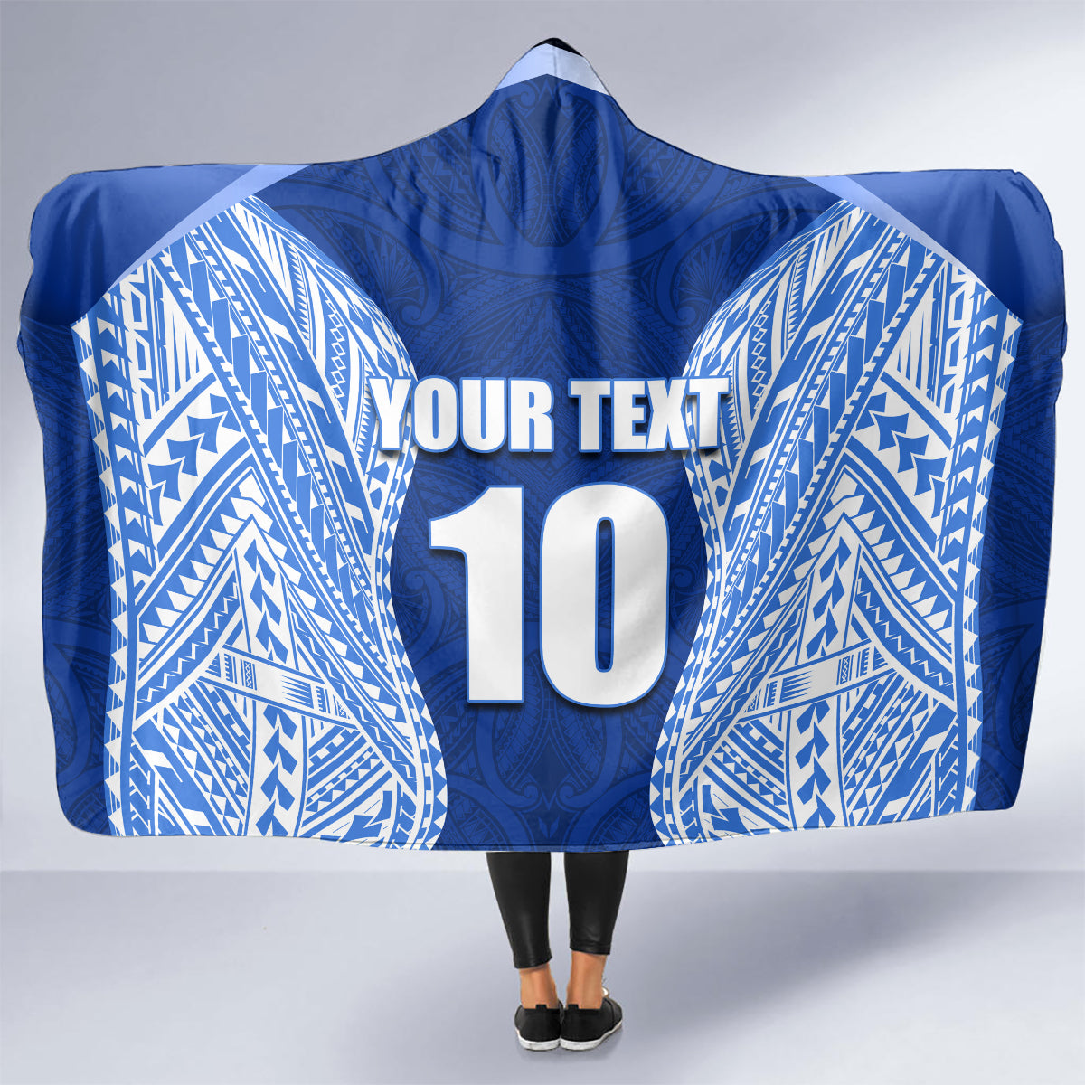 Custom Manu Samoa Rugby Hooded Blanket Polynesian Tattoo LT03 - Polynesian Pride
