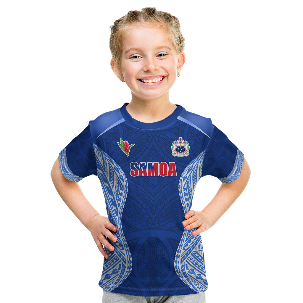 Custom Manu Samoa Rugby Kid T Shirt Polynesian Tattoo LT03