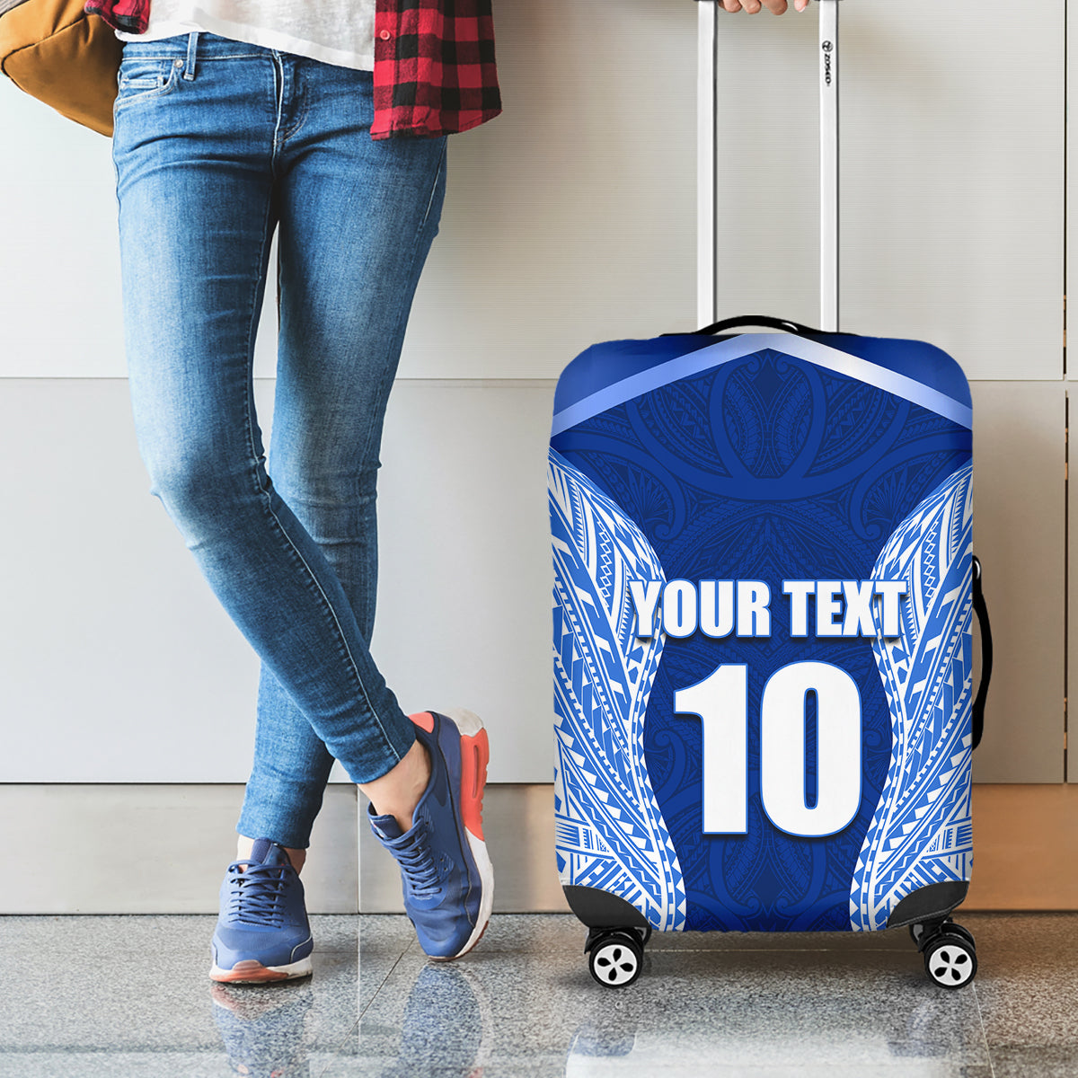 Custom Manu Samoa Rugby Luggage Cover Polynesian Tattoo