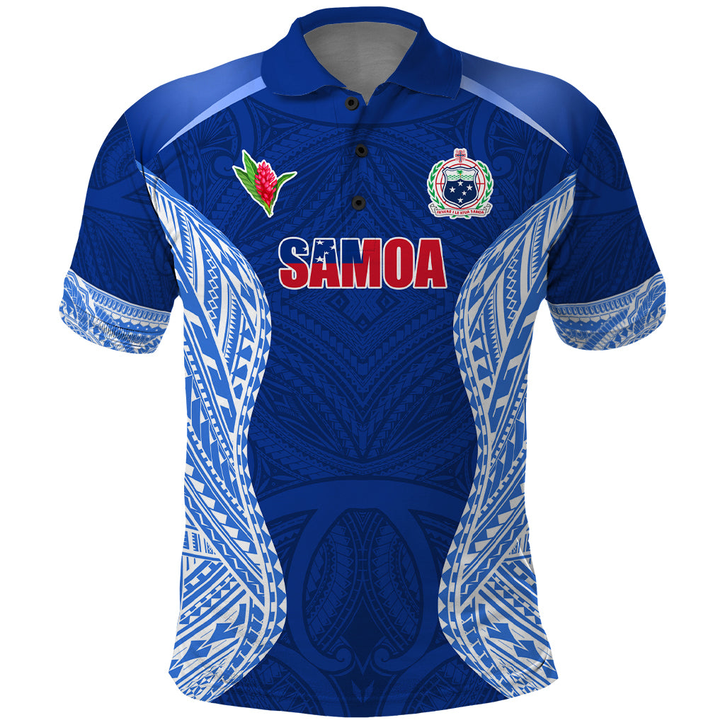 Custom Manu Samoa Rugby Polo Shirt Polynesian Tattoo LT03 Blue - Polynesian Pride