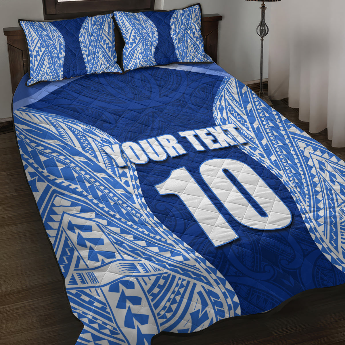 Custom Manu Samoa Rugby Quilt Bed Set Polynesian Tattoo LT03 Blue - Polynesian Pride