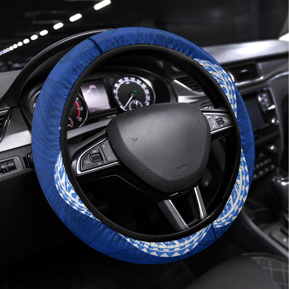 Manu Samoa Rugby Steering Wheel Cover Polynesian Tattoo