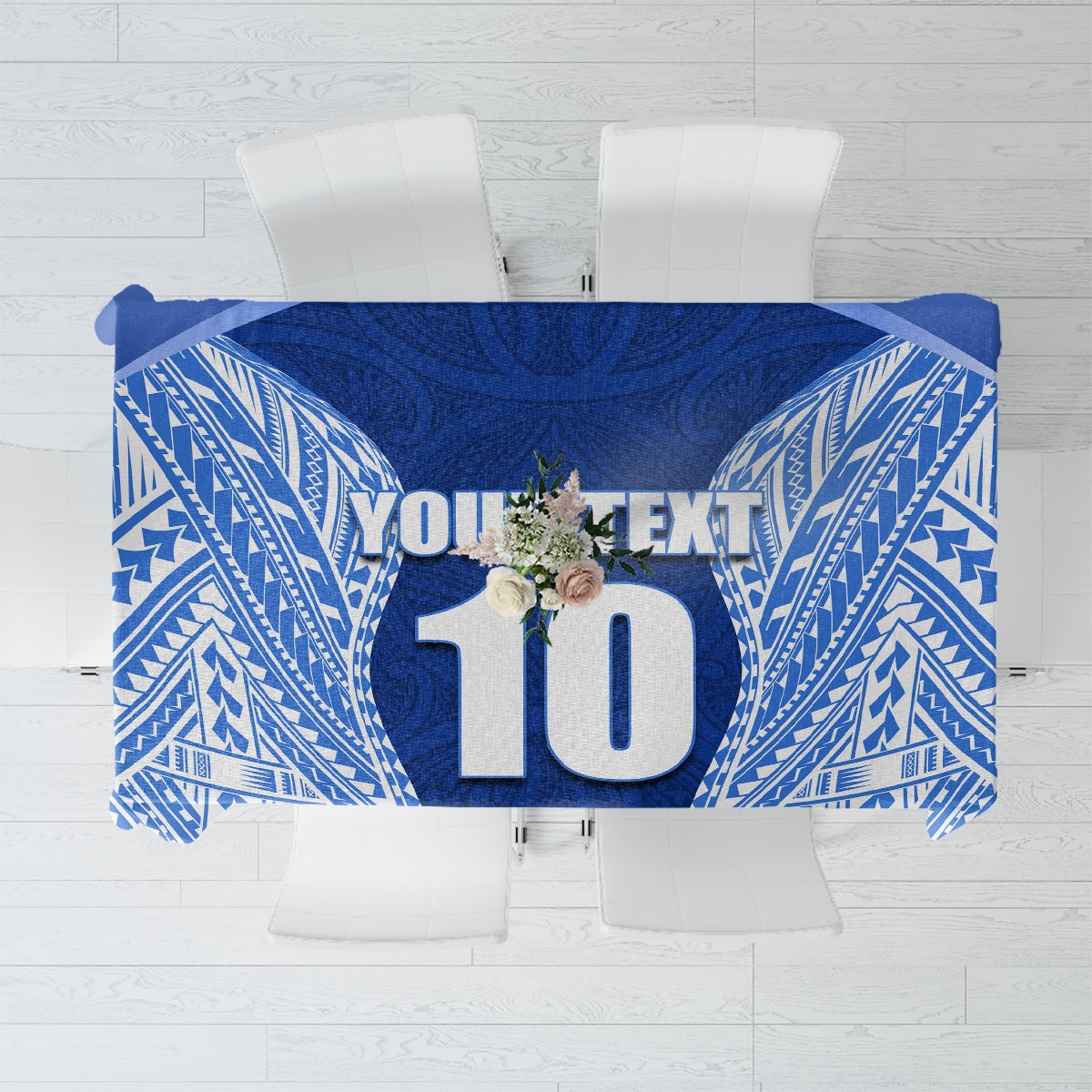 Custom Manu Samoa Rugby Tablecloth Polynesian Tattoo LT03 Blue - Polynesian Pride