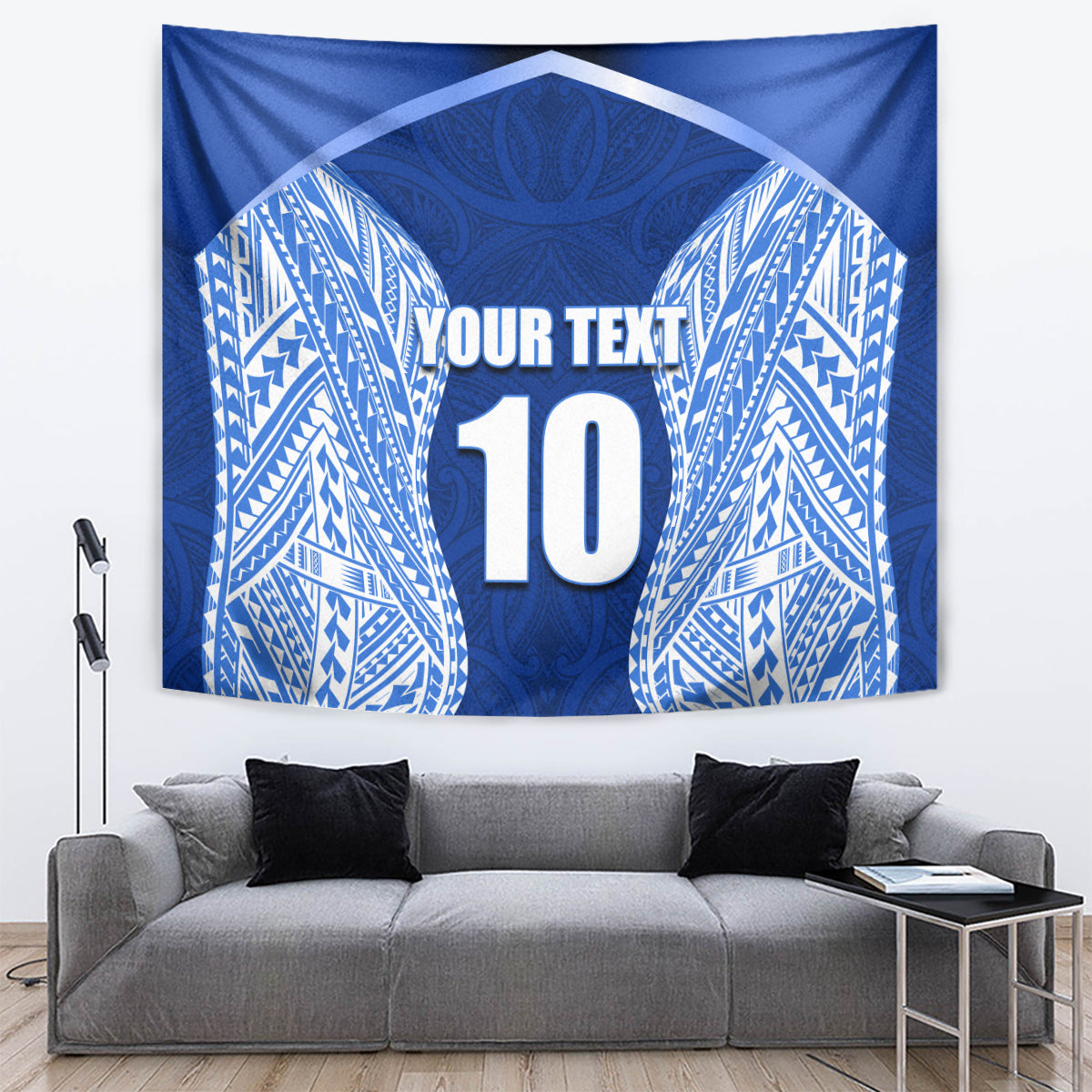 Custom Manu Samoa Rugby Tapestry Polynesian Tattoo LT03 Blue - Polynesian Pride