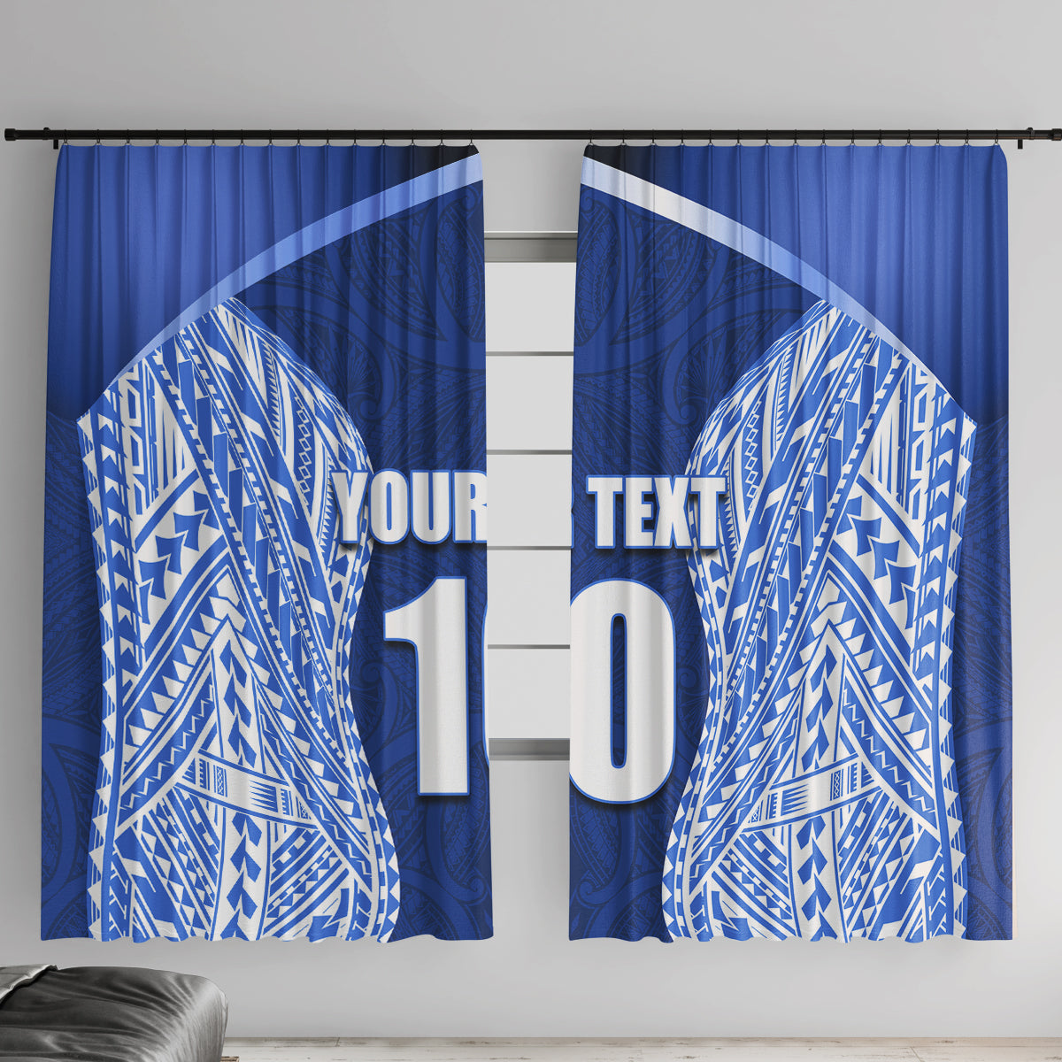 Custom Manu Samoa Rugby Window Curtain Polynesian Tattoo